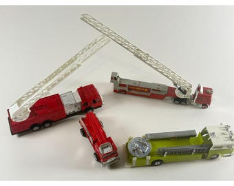 Vintage Diecast Fire Trucks Lot 4pc Toy Trucks Majorette Gata Tootsie