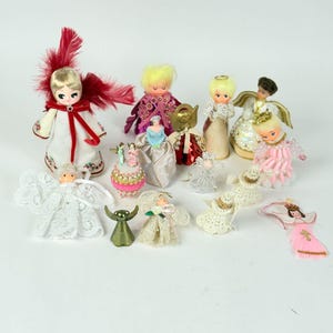 Vintage Angel Figurine Collection: 15 Holiday Ornaments, Mixed Materials