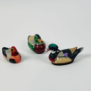 Set of 3 Ceramic Duck Figurines Hand Painted Mallard & Teal Wildlife Shelf Decor Rustic Cabin Accent Bird Collector Gift Set