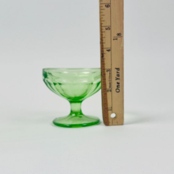 Vintage Vaseline Tall Dessert Glass & Short Deser… - image 5