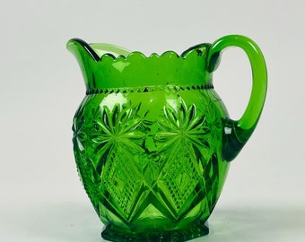 US Glass Shoshone Emerald Green 4.5" Creamer