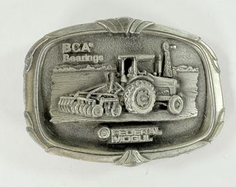 Vintage BCA Bearings Federal Mogul Tractor Pewter Belt Buckle Farming USA