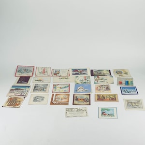Lote vintage de 25 tarjetas navideñas de felicitación de los años 1950 y 1960