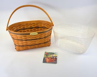 Vintage 1995 Longaberger Traditions Collection Family Oval Basket W/ Protector