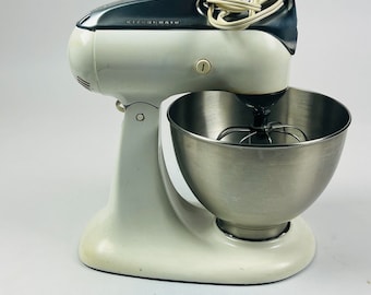 Vintage KitchenAid 4C 4 Qt. Mixer Mid Century White Chrome Two Tone