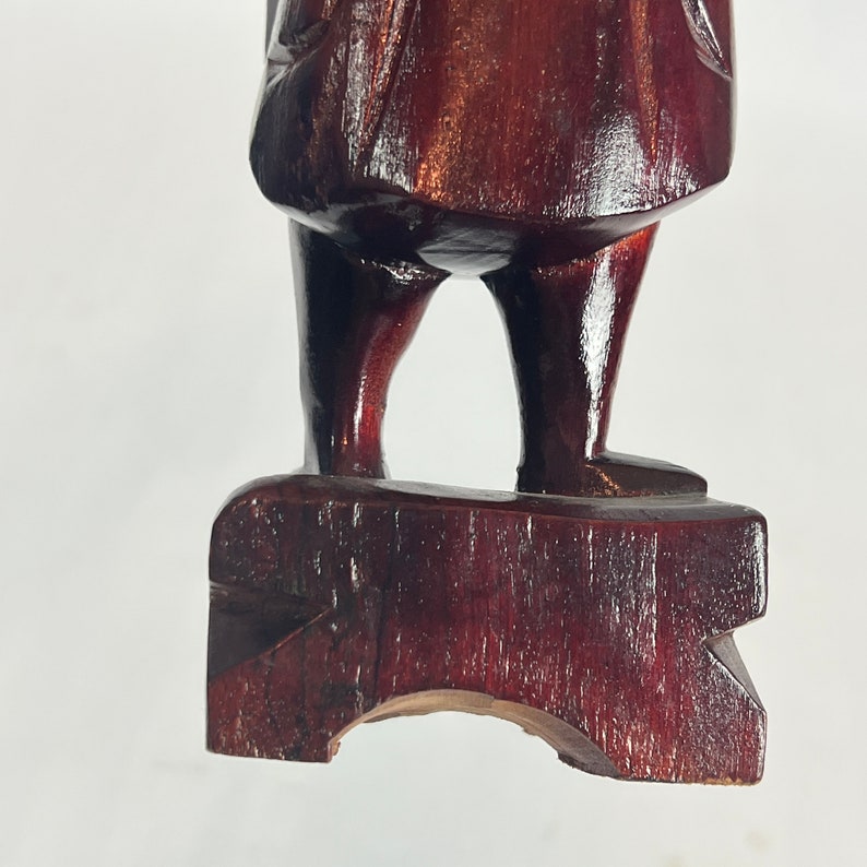 Vintage 12 Tall Chinese Wood Statue Wise Man W/fishing Etsy