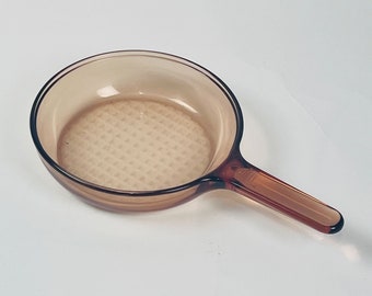 Corning Ware Vision 7" Pyrex Amber Brown Glass Skillet Pan Waffle Bottom *No Lid