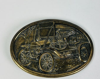 Avon Brass Oval Mens Belt Buckle Model A Ford Car Automobile