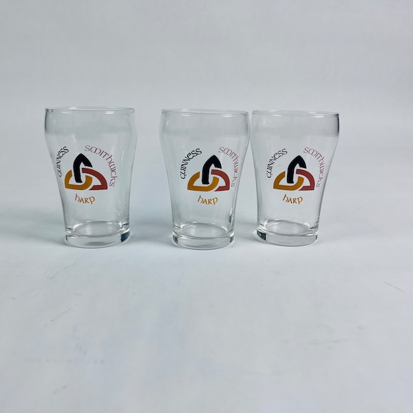 Guinness set of 3 Smithwick's Harp Promotional Small Taster Sampler Glass Beer