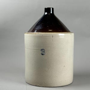 Vintage 3 Gallon Stoneware Whiskey Jug #3 Crock Jug  Brown Tan Pottery Farmhouse Decor home Decor Man Cave Decor