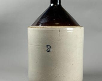 Vintage 3 Gallon Stoneware Whiskey Jug #3 Crock Jug  Brown Tan Pottery Farmhouse Decor home Decor Man Cave Decor
