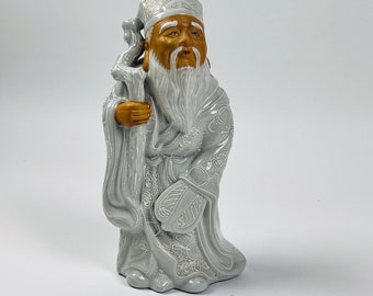 Vintage Japanese Elder Wise Man w/White Cloak 11" Figurine Japan