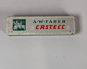 A.W. Faber Castell Vintage 3 Unsharpened Drawing Pencil Set In Metal Tin USA