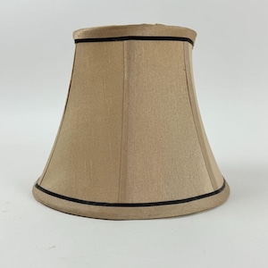 Beige Fabric Lamp Shade: Black Trim, Spider Fit - 8x6x10&quot;
