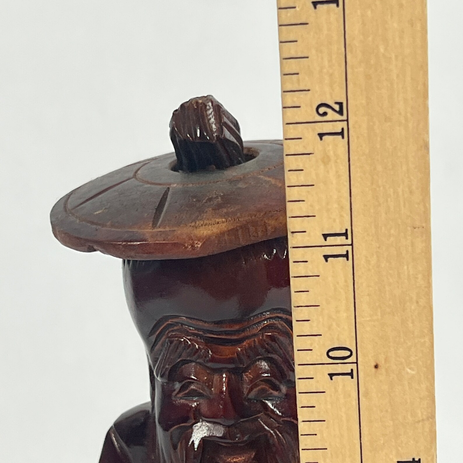 Vintage 12 Tall Chinese Wood Statue Wise Man W/fishing Etsy