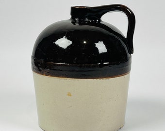 Vintage Stoneware Crock Whiskey Moonshine Brown & Tan 9" Jug