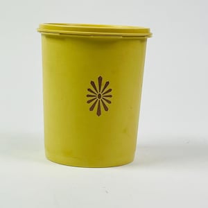 Vintage Tupperware Yellow Canister with Lid 1980s Kitchen Storage Container | Retro Plastic Decor Mid Century Modern MCM Style
