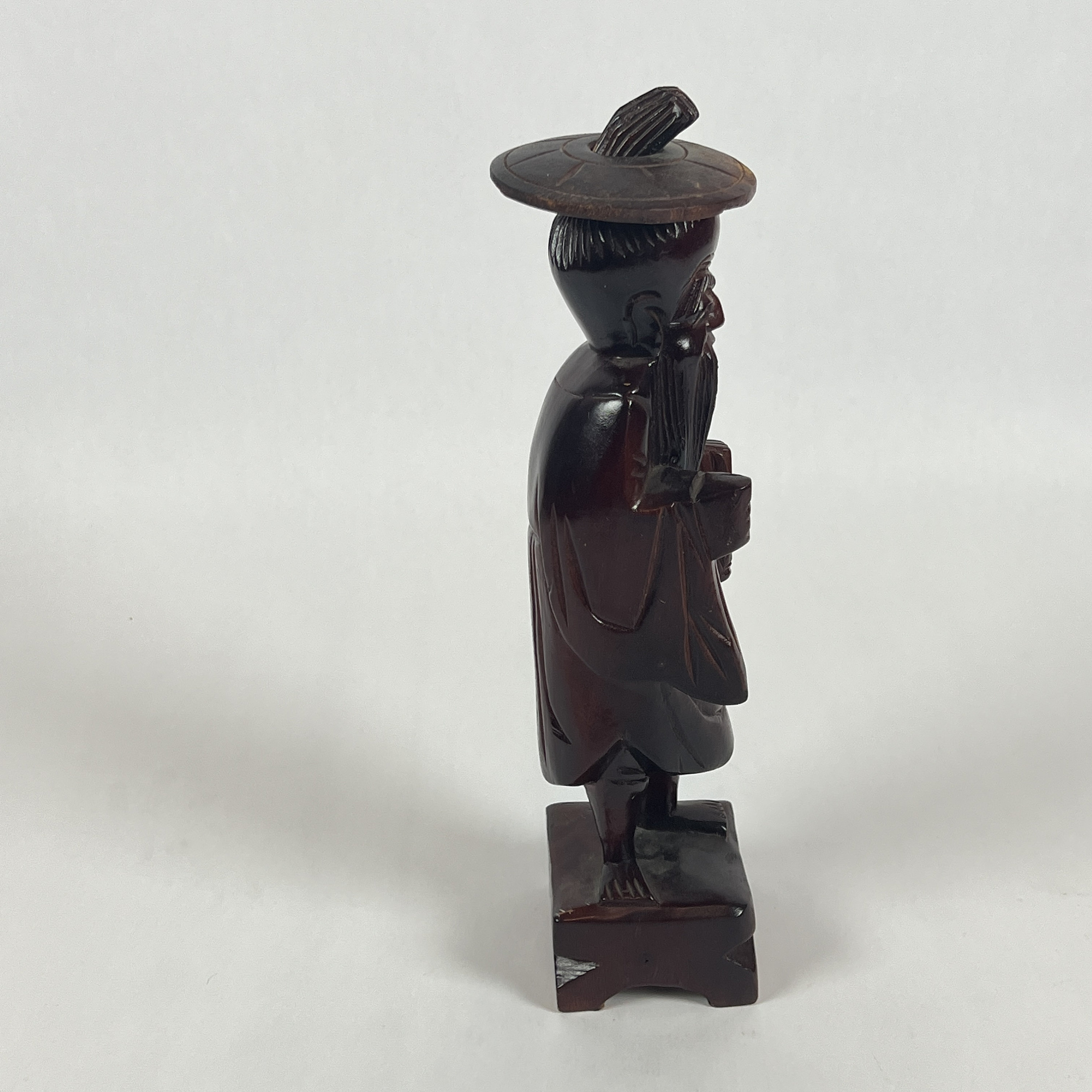 Vintage 12 Tall Chinese Wood Statue Wise Man W/fishing Etsy