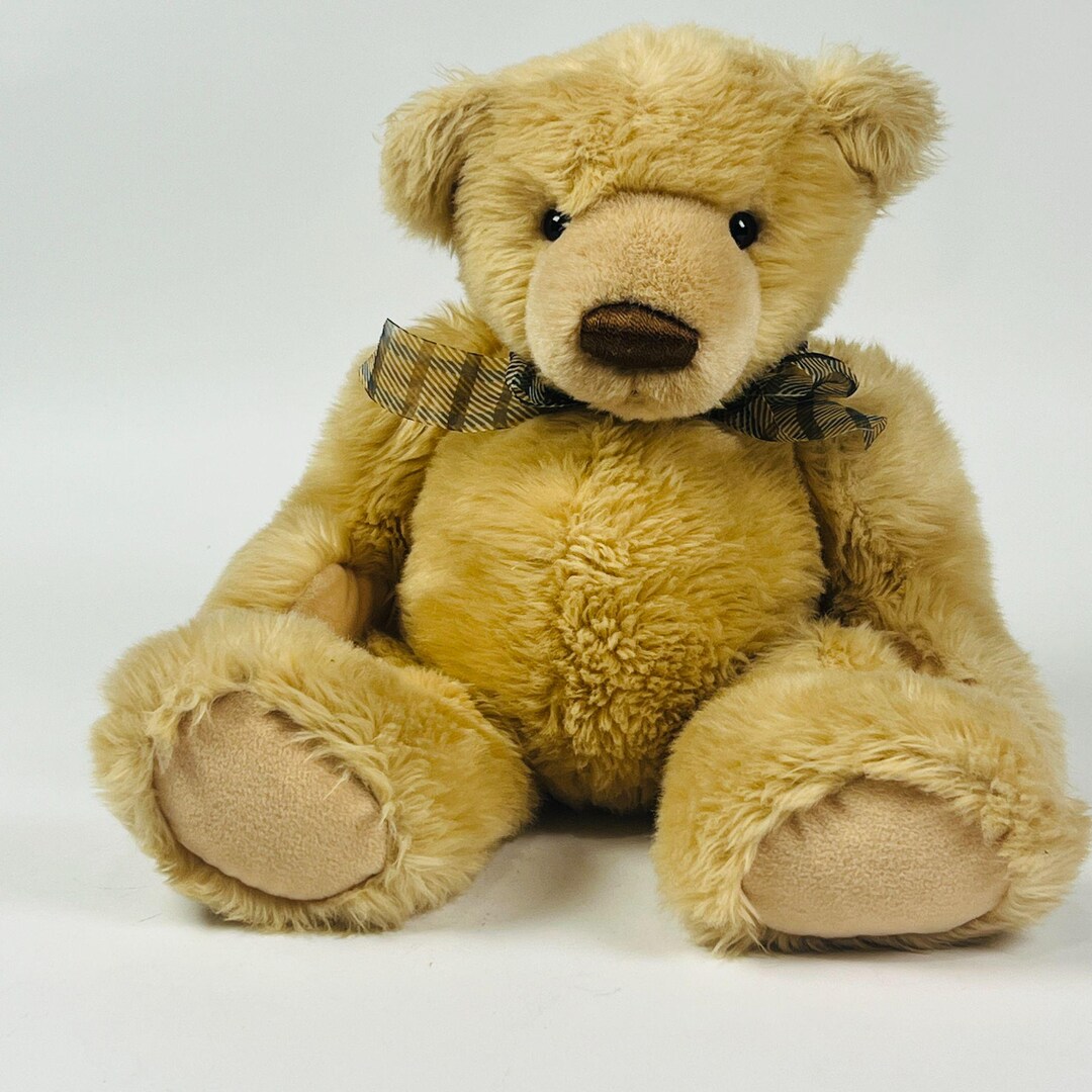Vintage GUND Teddy Bear Plush Stuffed Animal With Plaid Ribbon - Etsy