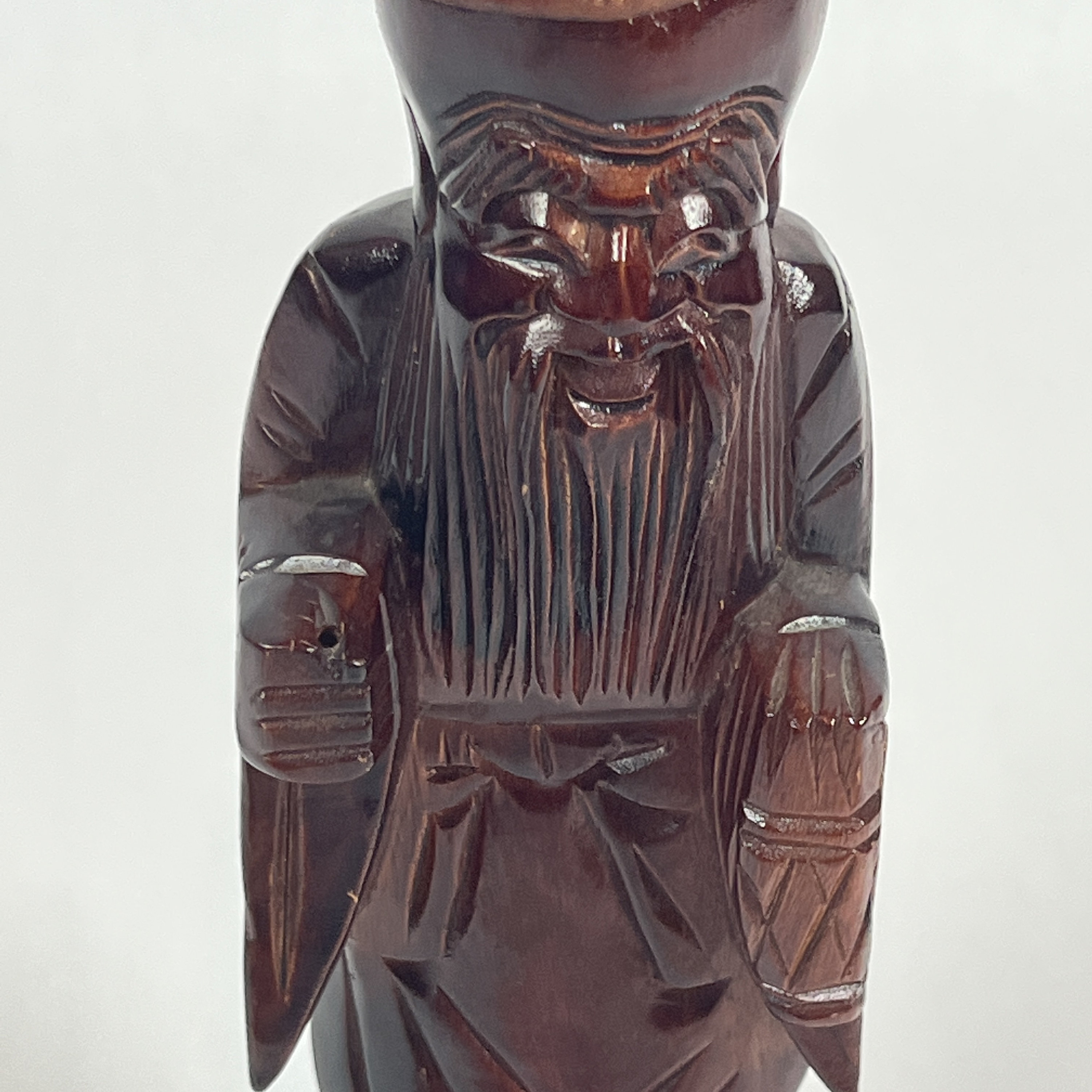 Vintage 12 Tall Chinese Wood Statue Wise Man W/fishing Pole N0 Fishing