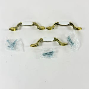 Vintage Brass Ceramic Cabinet Drawer Pulls Set 3 Almond Handles Canada Hardware