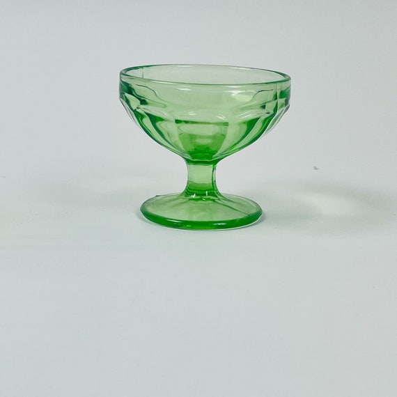 Vintage Vaseline Tall Dessert Glass & Short Deser… - image 3