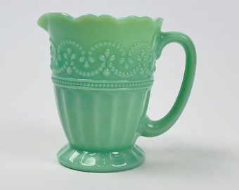 Vintage Pioneer Woman 4.5" Green Jade Creamer w/Handle