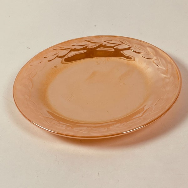 Vintage Fire King Oven Ware Iridescent Bands Peach Lustre 7.5" Bread Saucers