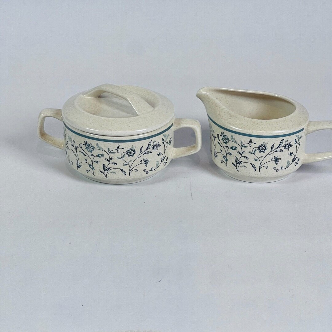 Temper Ware by Lenox Blue Breeze Pattern Creamer and Sugar Etsy