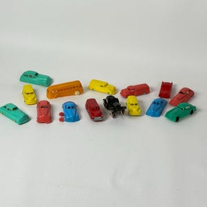 Vintage 1950’s 60’s Plastic Cars Trucks Buses Mixed Colors For Display Man Cave Toy Collector Vintage Gift Vintage Toys