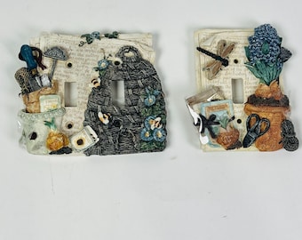 Vintage 3D Double  Single Switch Plate Covers Beehive Ladybug & Dragonfly