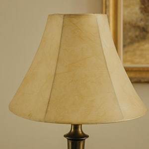 Beige Faux Leather Bell Lamp Shade - 14 inch Spider Fitter