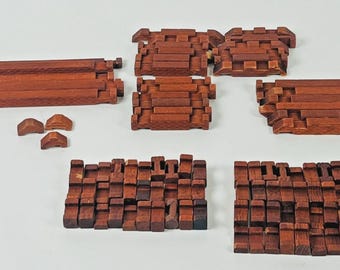 Wooden Building Blocks 96 pc Mixed Interlocking Pieces Creative Build Set