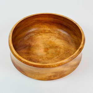 Vintage Handmade Wooden Irregular Round 9&quot; Brown Serving Bowl