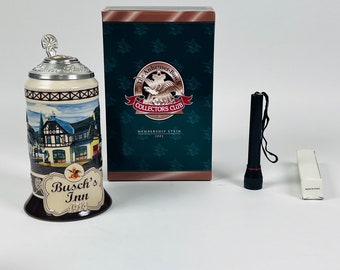 Anheuser Budweiser 2002 Collectors Club Members Beer Stein Busch's Inn CB21