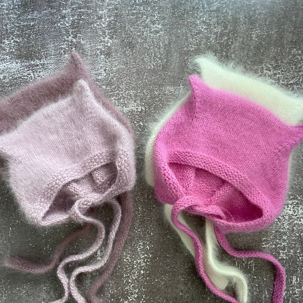 Kitty hat, kitty bonnet, PDF pattern, baby hat, baby bonnet, knitting pattern, knitting, hat, knitwear, gift, wool, pattern