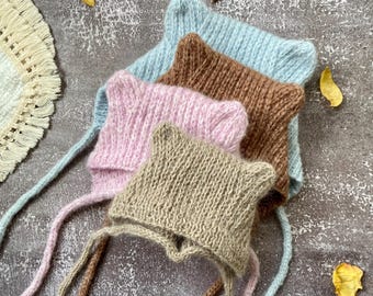 Bonnet Teddy, Strickmuster, Baby Mütze Strickmuster, PDF Strickmuster