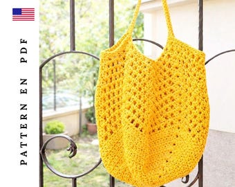 Haakpatroon markttas | Effen mesh-draagtas | Herbruikbare boodschappentas pdf | Gehaakte zomertas