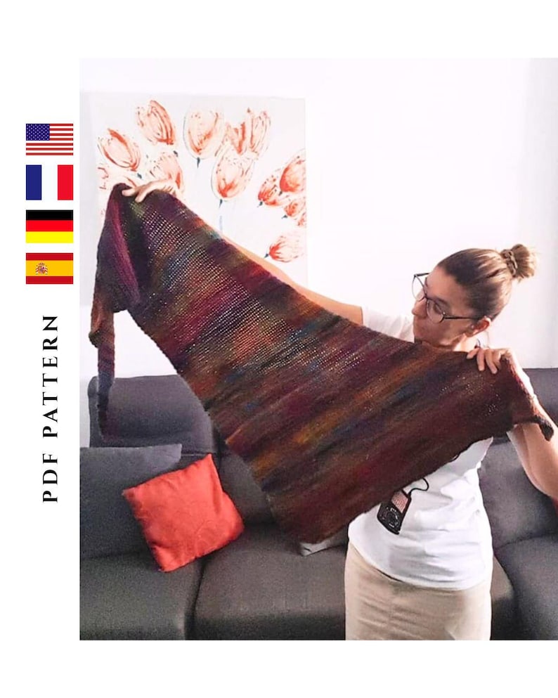 Asymmetrical Shawl Crochet Pattern | Easy One Skein Scarf PDF ...
