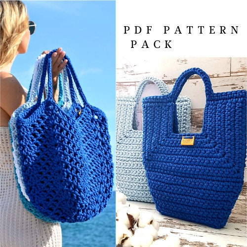 PATTERN PACK of 2 Crochet Bag Crochet Tote Bag Instant - Etsy