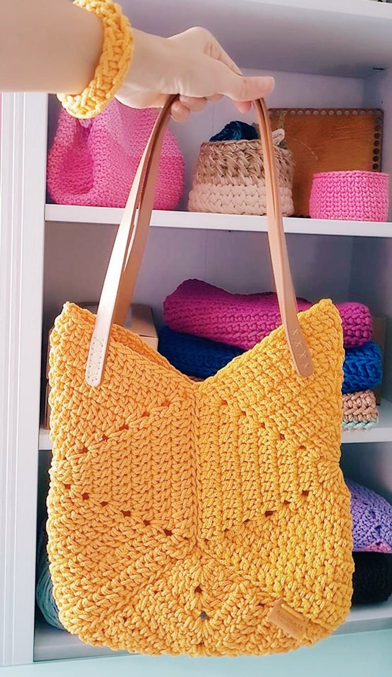 PATTERNVIDEO Crochet Granny Tote Pattern Solid Hexagon | Etsy