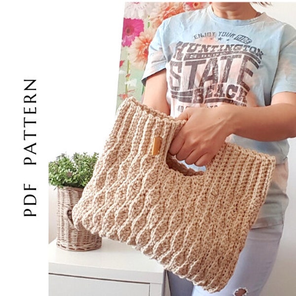 Sac à main au crochet, Motif anglais, Aspect tricot, Sac fourre-tout moderne, Style scandinave, Sac à main Felisha, Sac en corde fait main, Sac à main en tricot