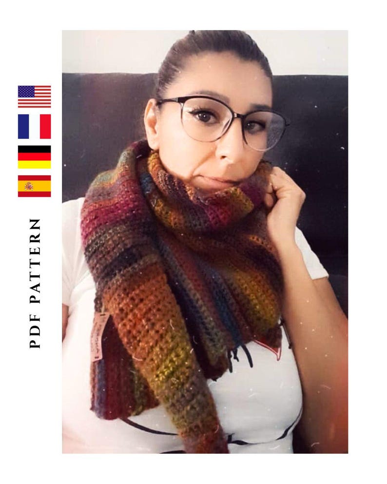 Asymmetrical Shawl Crochet Pattern | Easy One Skein Scarf PDF ...