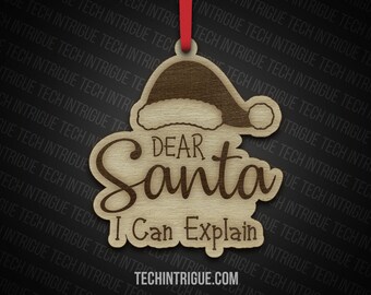 Dear Santa I Can Explain Ornament Santa Hat Naughty Kid