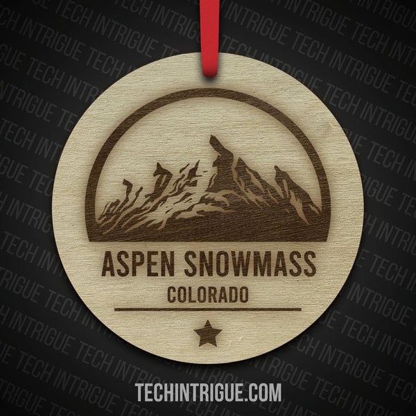 Aspen Snowmass Laser Engraved Ski Resort Ornament - Personalizable Back for a Custom Message - Iconic Colorado Keepsake