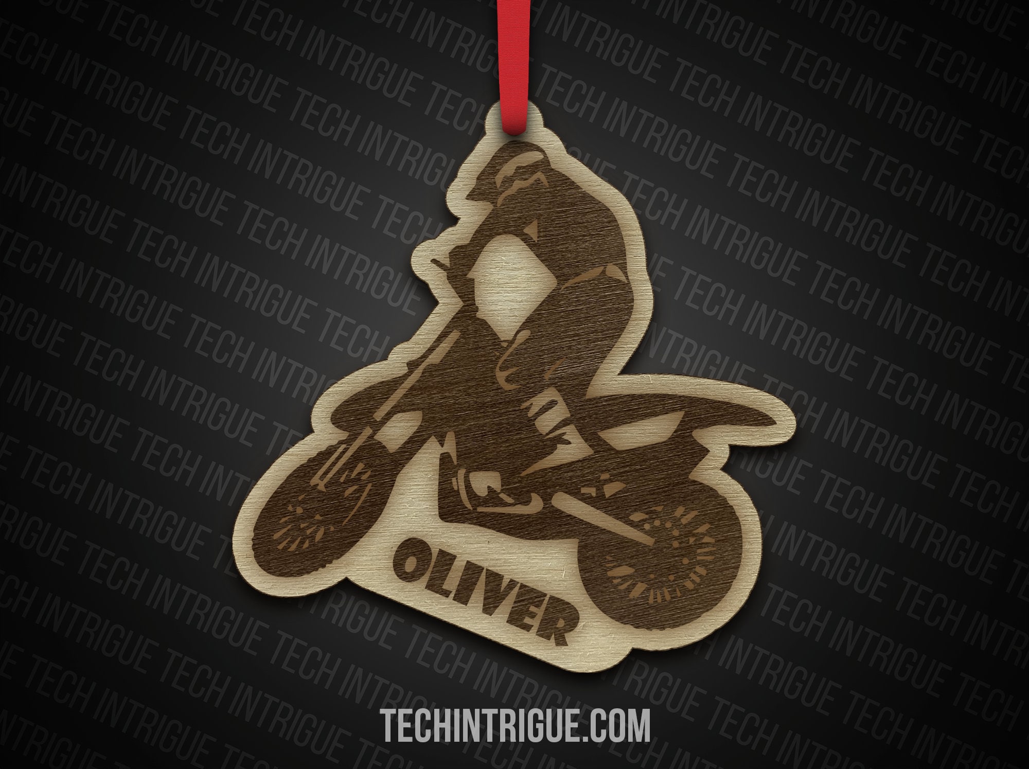 Personalized Dirt Bike Ornament: Custom Engraved, Unique Name Design - Perfect for Off-road Enthusiasts and Motorcycle Lovers!