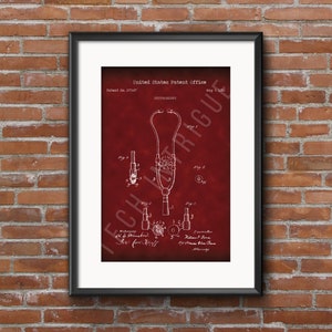 Stethoscope Patent Art Drawing Image Digital Download Printable Office Wall Art House Home Medical Professional Doctor Hospital Nurse