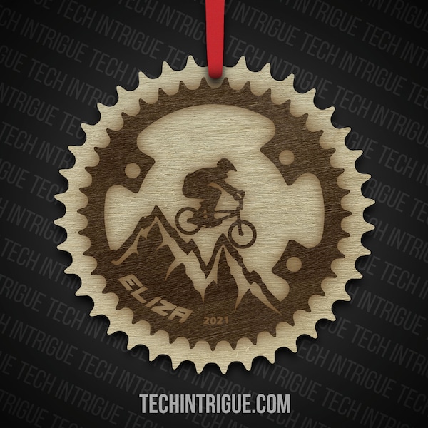 MTB Sprocket Ornament Personalized Mountain Bike Customized Name and Year