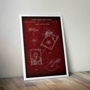 Hard Drive Patent Art Drawing Image Remastered Digital Download Printable Hard Disk