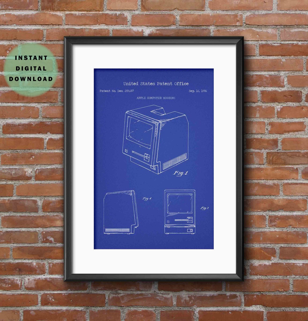 Apple Computer Patent Art Drawing Image Remastered Digital Download ...
